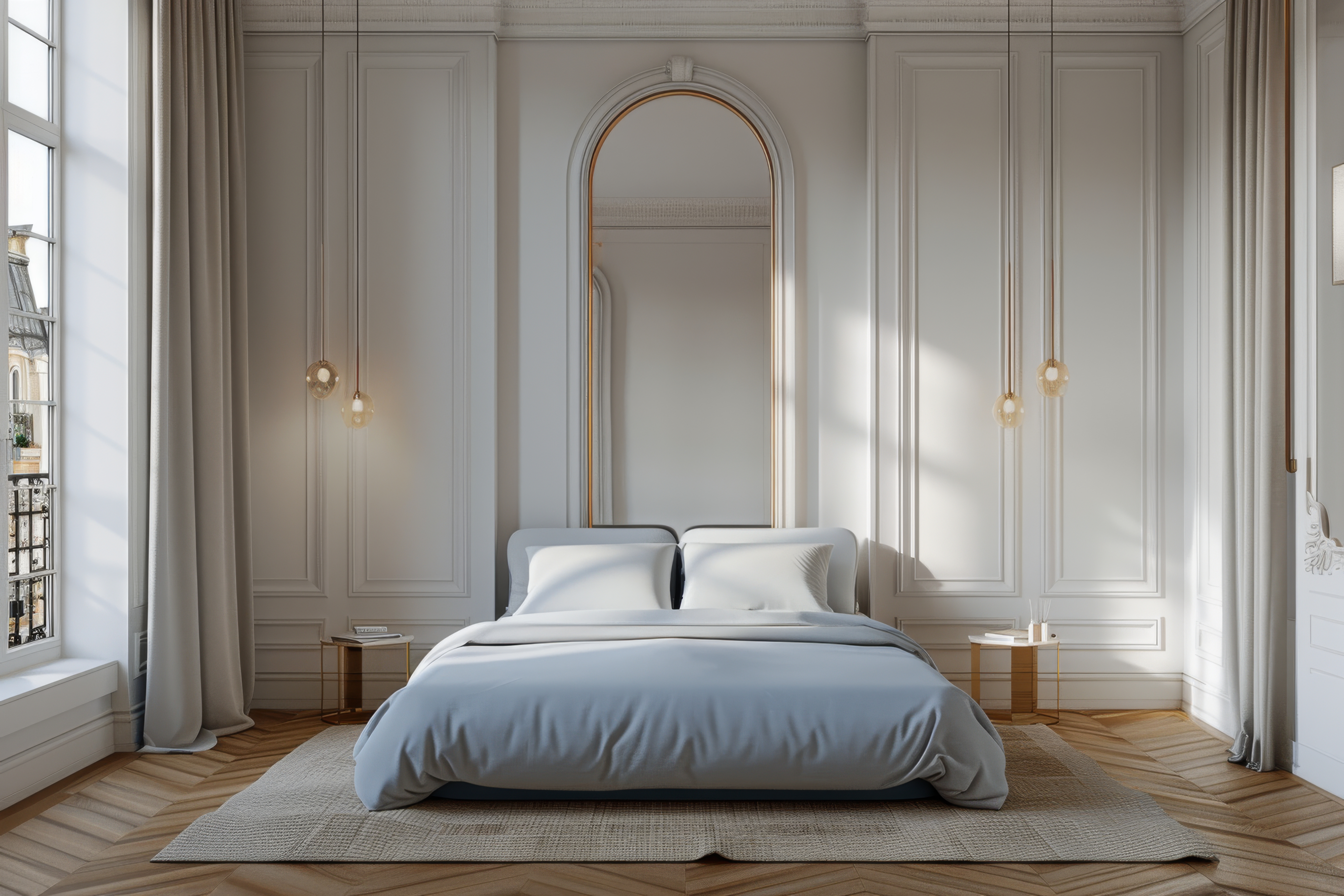 sypialnia modern classic jodełka francuska