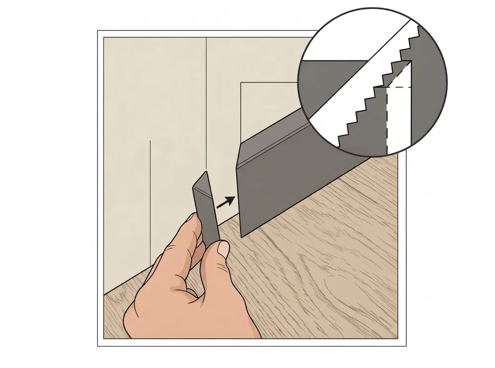 docięcie i zakończenie listwy MDF lub espumo metodą uciosową