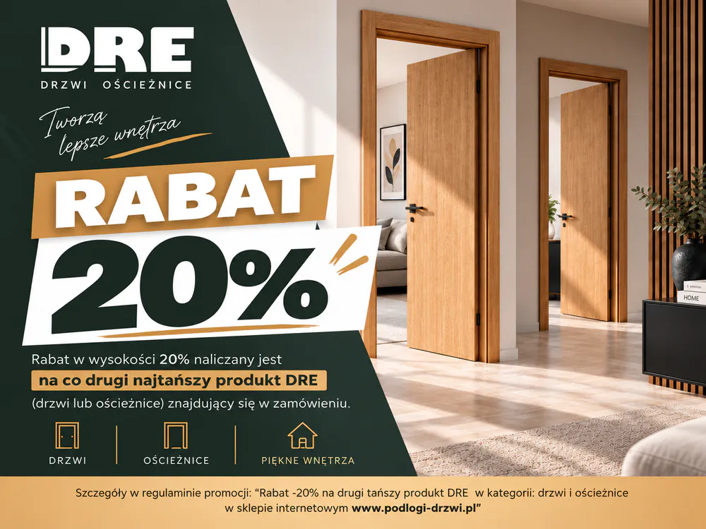 Rabat 20% na drzwi i ościeżnice DRE
