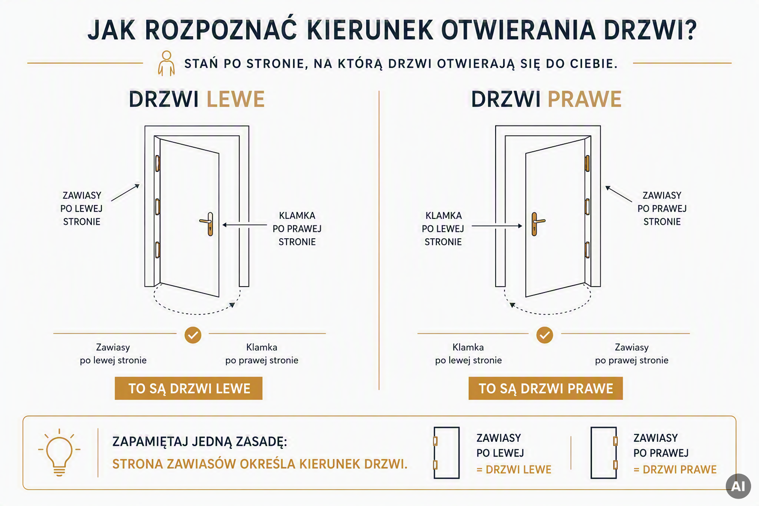 infografika drzwi prawe czy lewe