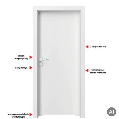 Drzwi Porta VECTOR Premium T WC Prawe 80cm bezprzylgowe, SPAPMT0P08UBIWAYU0H000