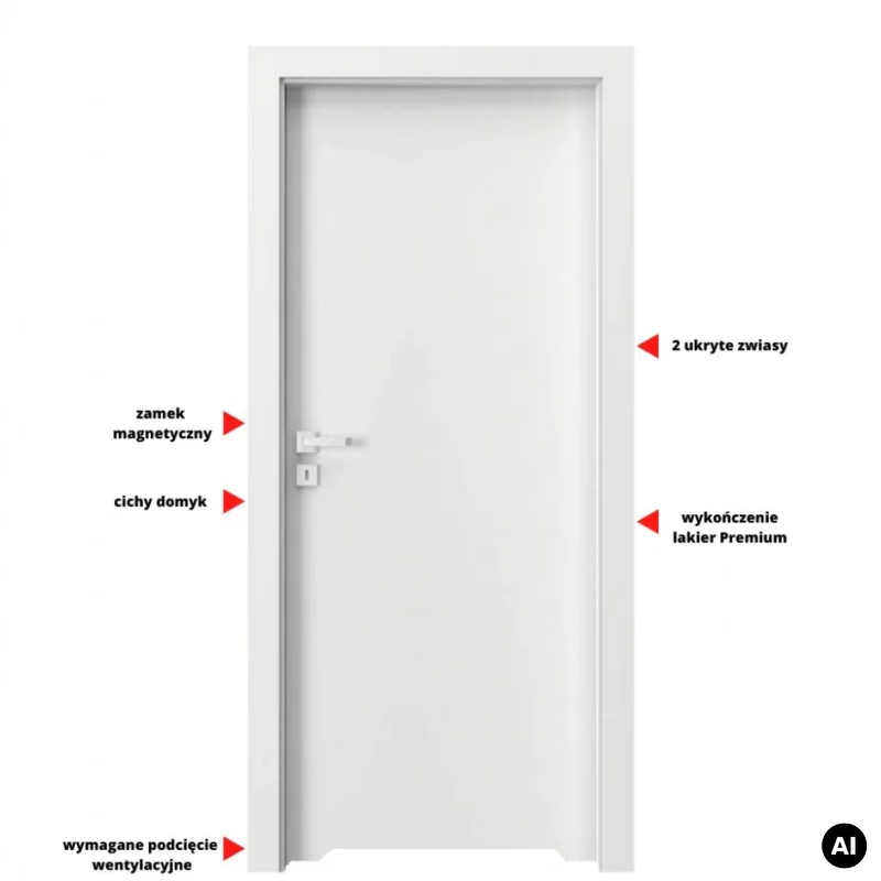 Drzwi Porta VECTOR Premium T WC Prawe 80cm bezprzylgowe, SPA