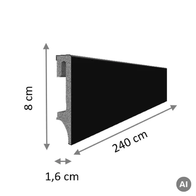 Listwa przypodłogowa Espumo 206 Czarna 2,4 m, 206 ESP206 2.4