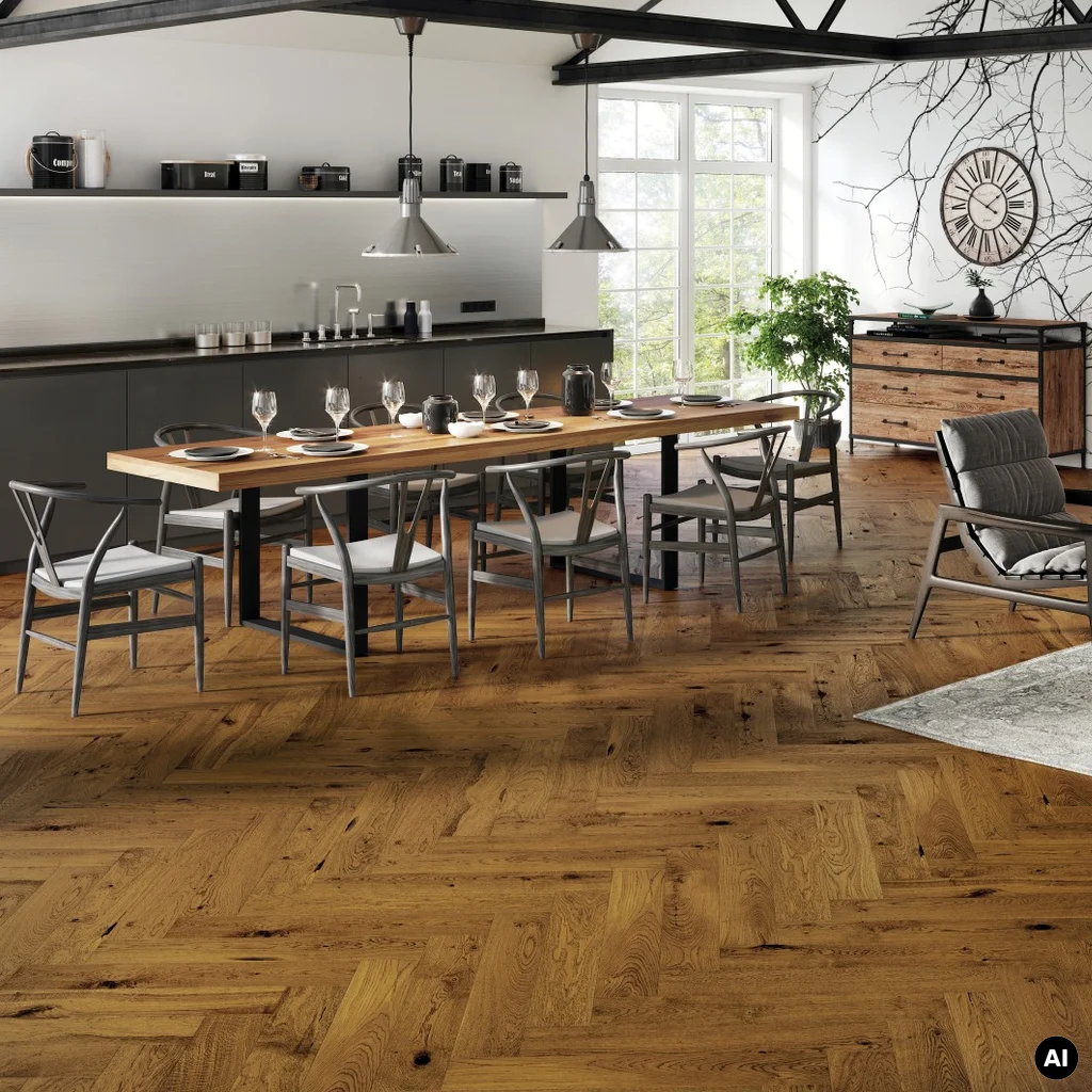 Podłoga drewniana Dąb Brown Sugar Jodła Klasyczna 14 mm, 1WC000006