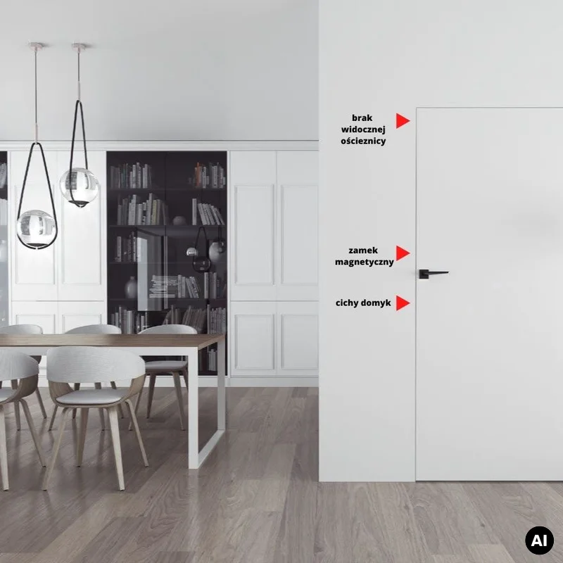 Drzwi Sara Eco 2 bezprzylgowe ukryte prawe WC 70 cm płyta,