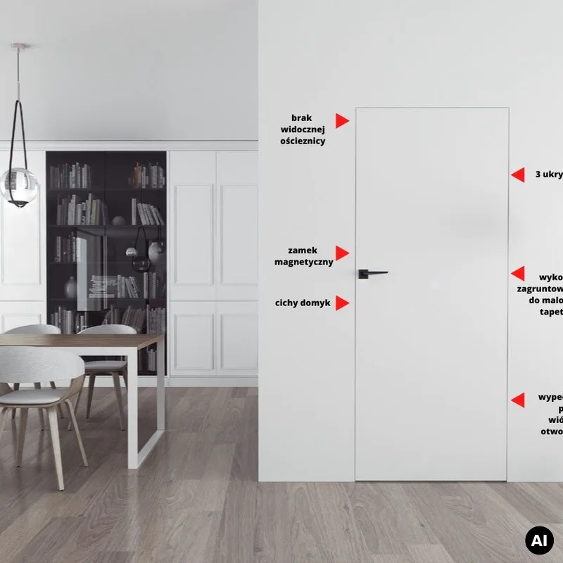 Drzwi Sara Eco 2 bezprzylgowe ukryte prawe WC 70 cm płyta,