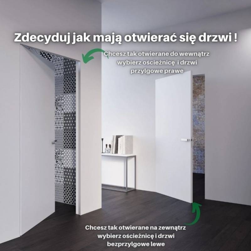 Drzwi Sara Eco 2 odwrotna przylga ukryte prawe 80 cm plaster