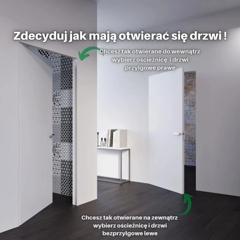 Drzwi Sara Eco 2 bezprzylgowe ukryte lewe WC 80 cm plaster m