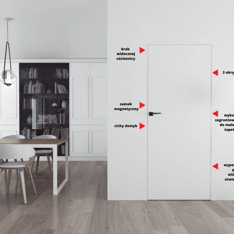 Drzwi Sara Eco 2 odwrotna przylga ukryte prawe WC 80 cm pły
