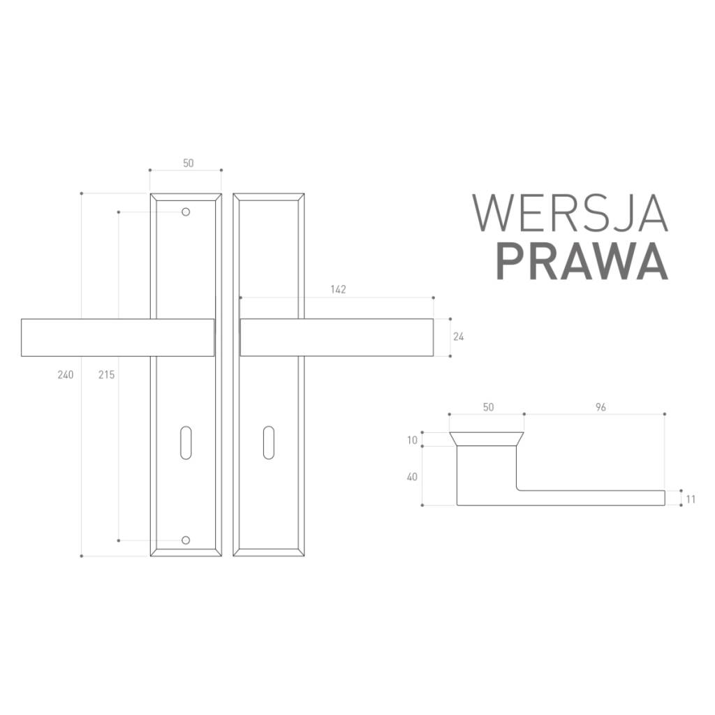 Klamka TOTAL do drzwi zewnętrznych długi szyld 72mm T72I