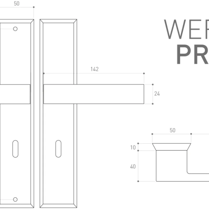 Klamka TOTAL do drzwi zewnętrznych długi szyld 72mm T72I -
