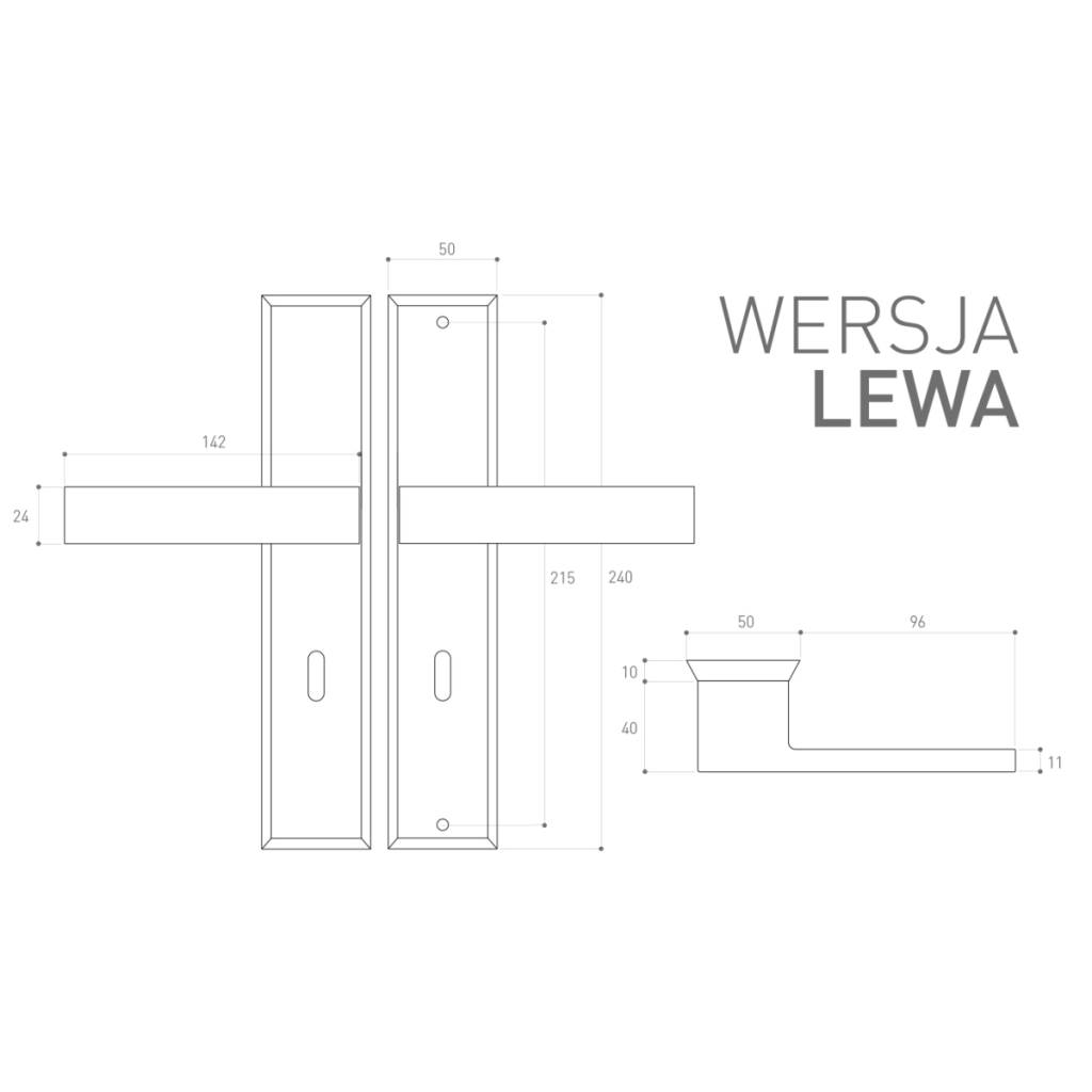 Klamka TOTAL do drzwi zewnętrznych długi szyld 72mm T72I