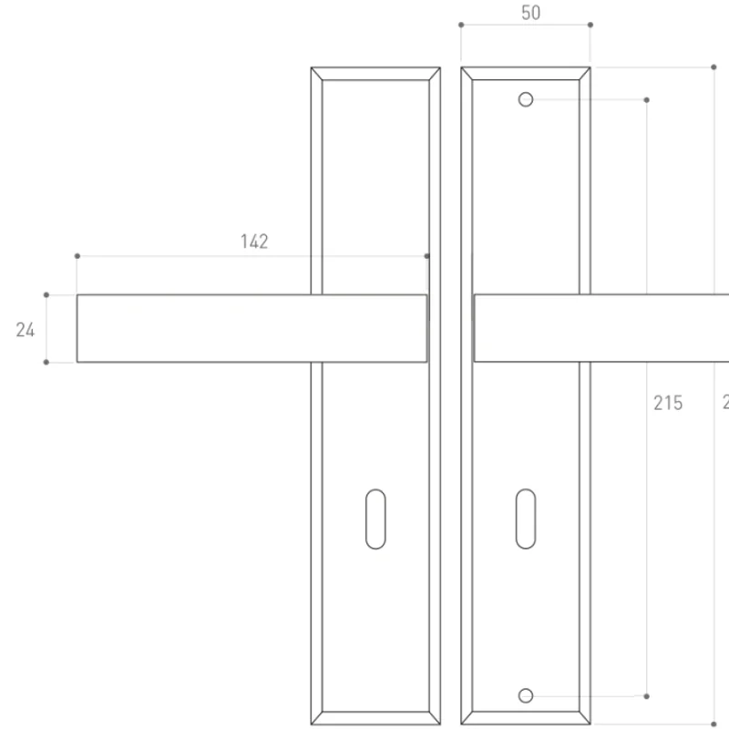 Klamka TOTAL do drzwi zewnętrznych długi szyld 72mm T72I -
