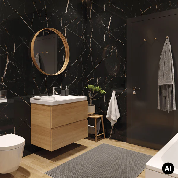 Panele ścienne Calacatta Black Marmur Czarny Złoty Połysk
