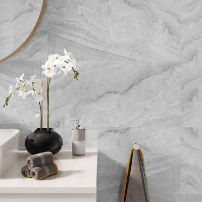 Panele ścienne Ash Grey Marmur Kamień Szary Jasny Połysk 120x60 6053398