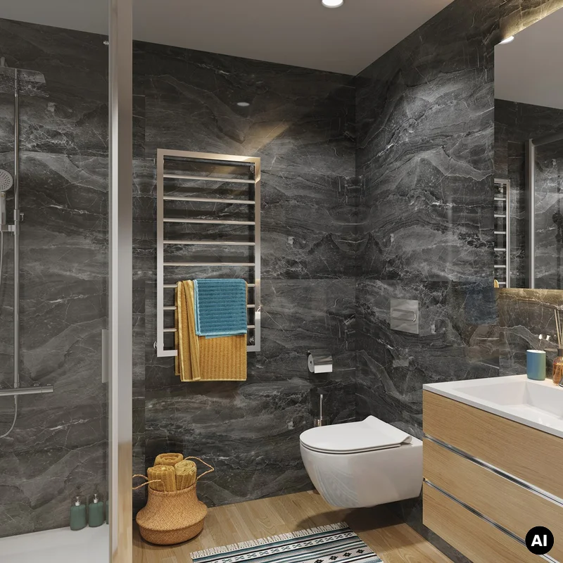 Panele ścienne Dark Stone Czarny Marmur Połysk 120x60 6053