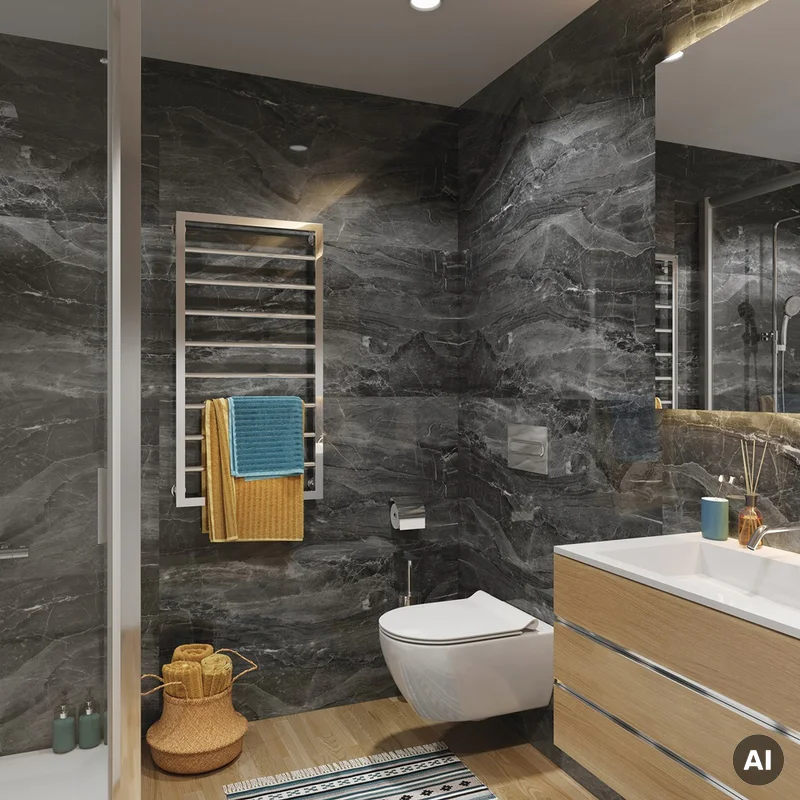 Panele ścienne Dark Stone Czarny Marmur Połysk 120x60 6053