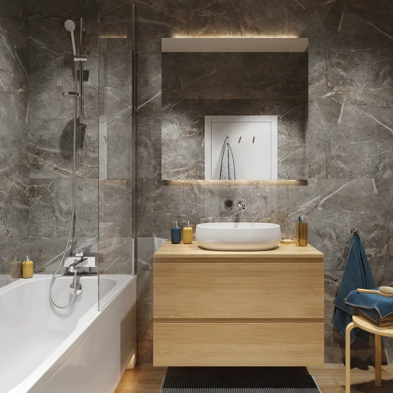 Panele ścienne Marble Skin Marmur Beżowy Kamień Połysk 1