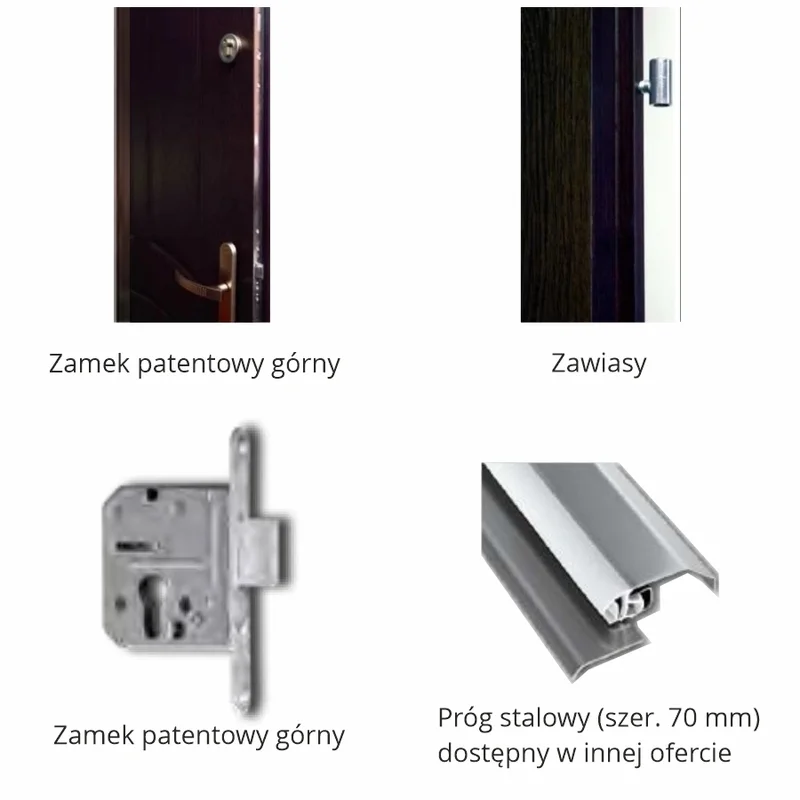 Drzwi Wejściowe Enter Lewe 80 cm Szary Ciemny, 590300455964
