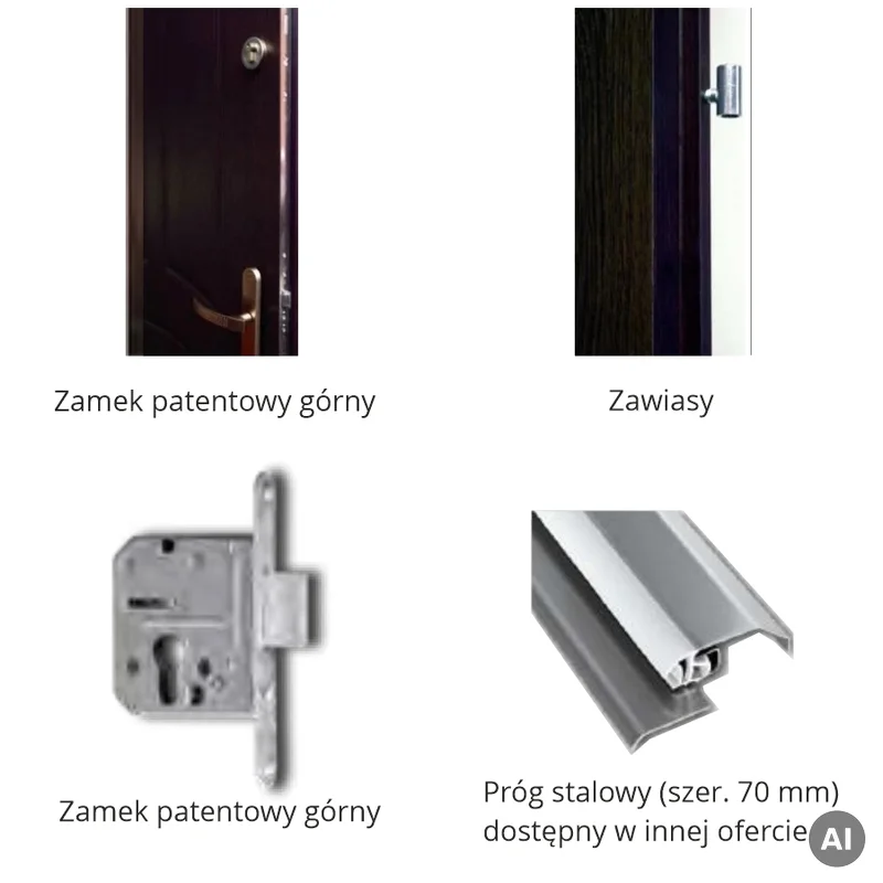 Drzwi Wejściowe Enter Prawe 80 cm Szary Ciemny, 59027434398
