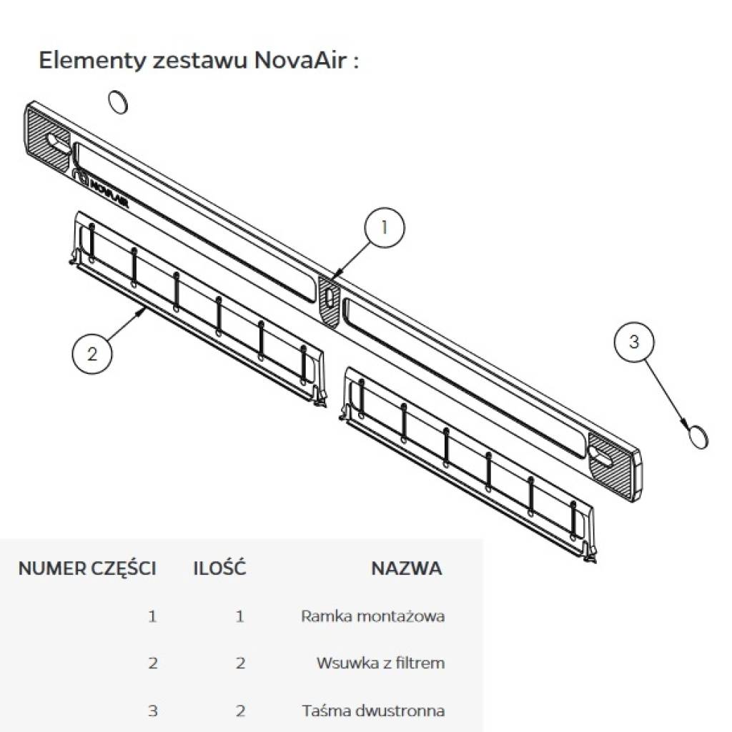 Filtr NovaAir do nawiewnika okiennego Standard antysmogowy antyalergiczny, 10706410