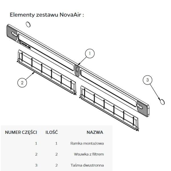 Filtr NovaAir do nawiewnika okiennego Standard antysmogowy a