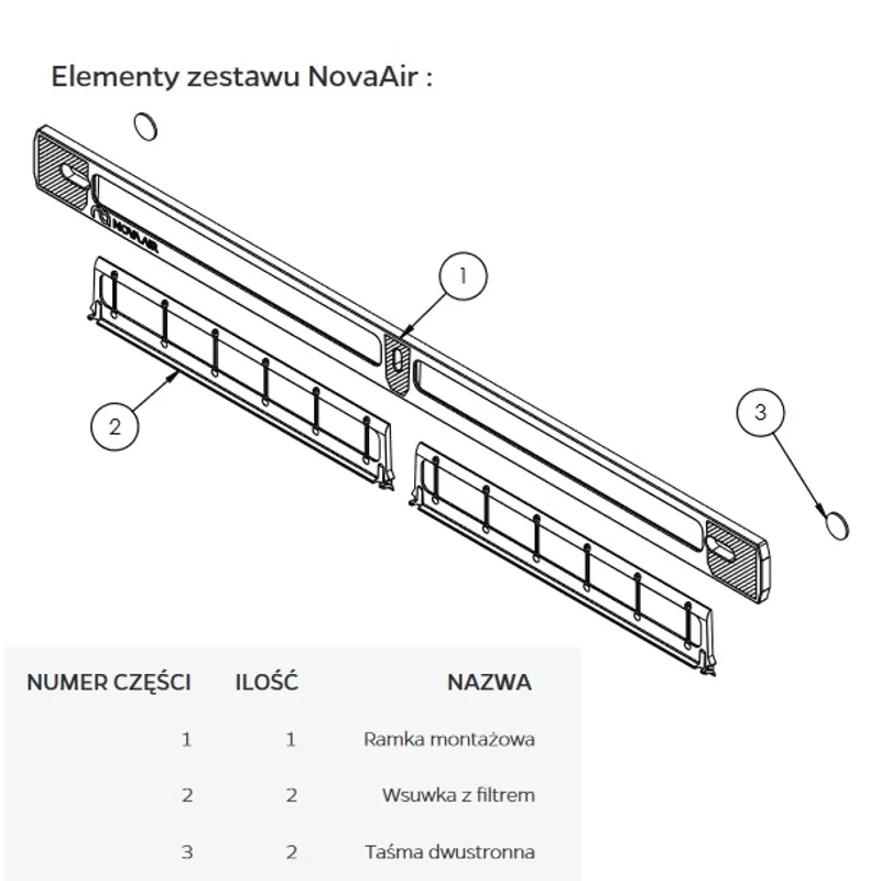 Filtr NovaAir do nawiewnika okiennego Slim antysmogowy antya