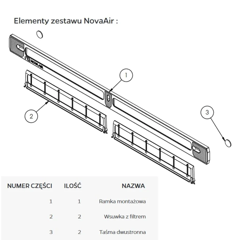 Filtr NovaAir do nawiewnika okiennego Slim antysmogowy antya