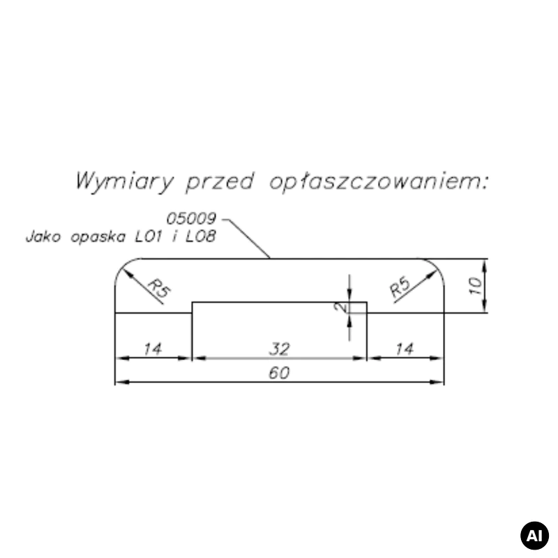 Opaska maskująca ościeżnica stała 60mm, 100006500 - 2