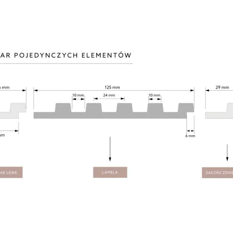 Zakończenie lameli Lamele S Stretto Listwa Lewa Dąb Jasny 