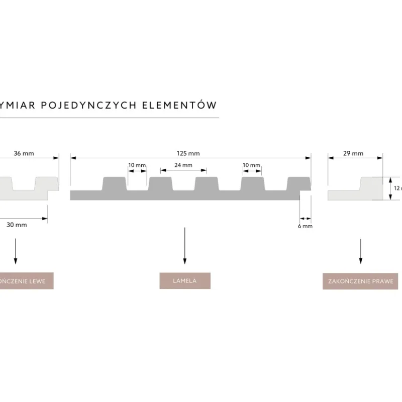 Zakończenie lameli Lamele S Stretto Listwa Prawa Dąb Szary