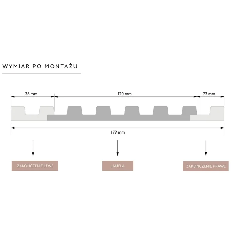 Zakończenie lameli Lamele S Stretto Listwa Lewa Dąb Ciemny