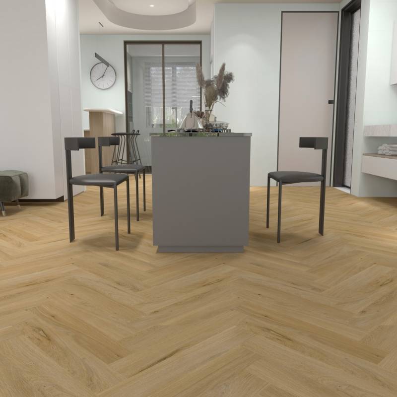 Panele winylowe ze zintegrowanym podkładem Jodełka Normand