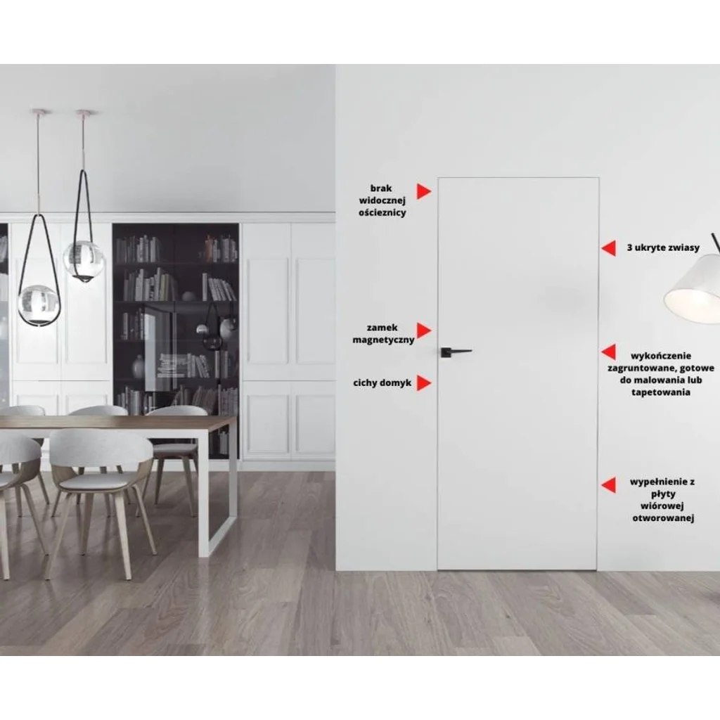Drzwi Sara Eco 2 bezprzylgowe ukryte lewe 60cm, 5901316084577