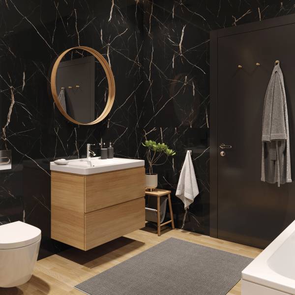 Panele ścienne Calacatta Black 30x60 Marmur Czarny Kamień Połysk 6053390