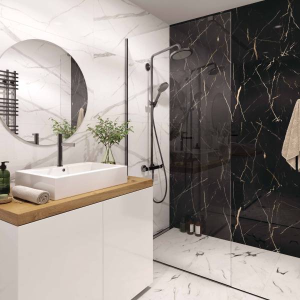 Panele ścienne Calacatta Black 30x60 Marmur Czarny Kamień Połysk 6053390