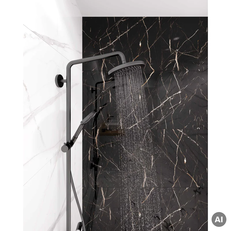 Panele ścienne Calacatta Black Marmur Czarny Złoty Połysk