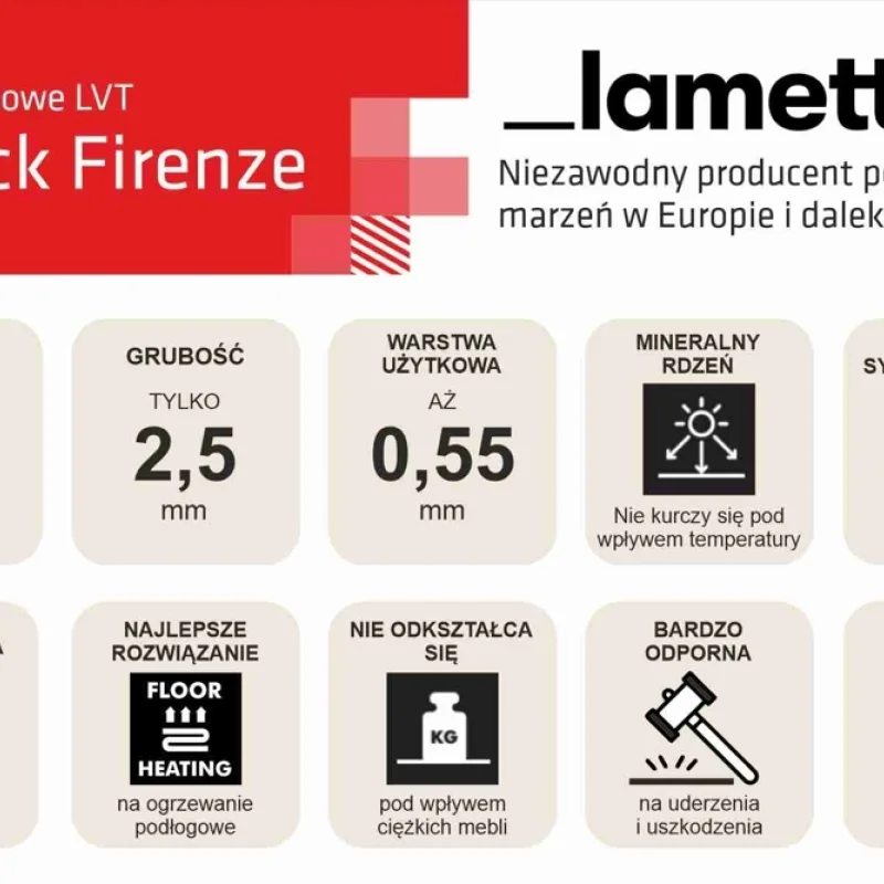 Panele winylowe LVT Firenze dryback Tiles Marmo Scuro Klasa 