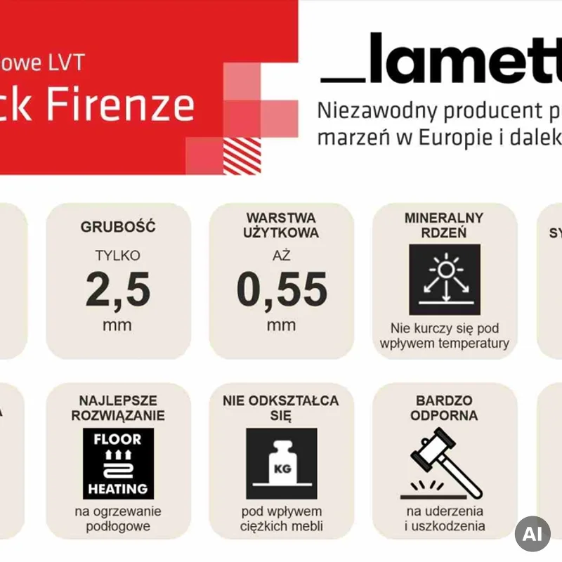 Panele winylowe LVT Firenze dryback Tiles Marmo Scuro Klasa