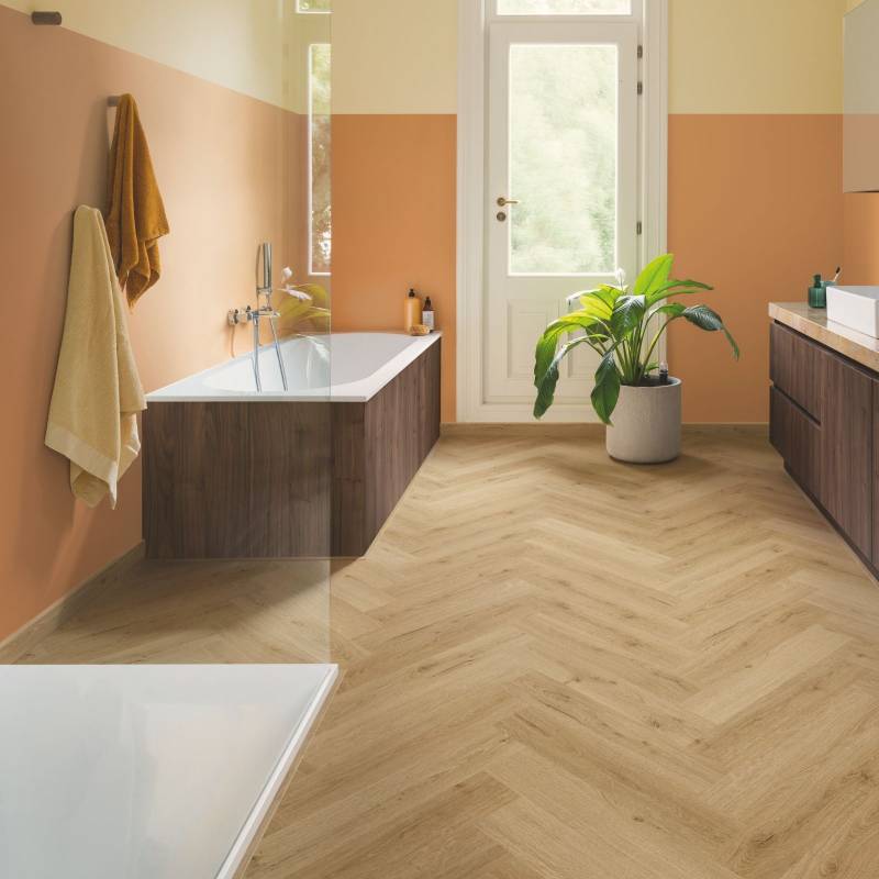 Panele winylowe SPC LVT z podkładem Jodełka Botaniczny Beż HB Klasa 33 6 mm, AVHBU40362