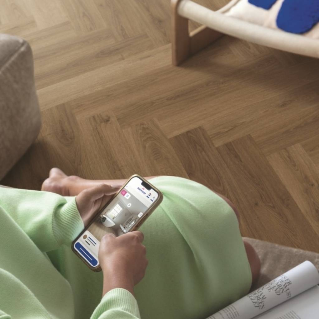 Panele winylowe SPC LVT z podkładem Jodełka Dąb Karmel Botaniczny HB Klasa 33 6 mm, AVHBU40364