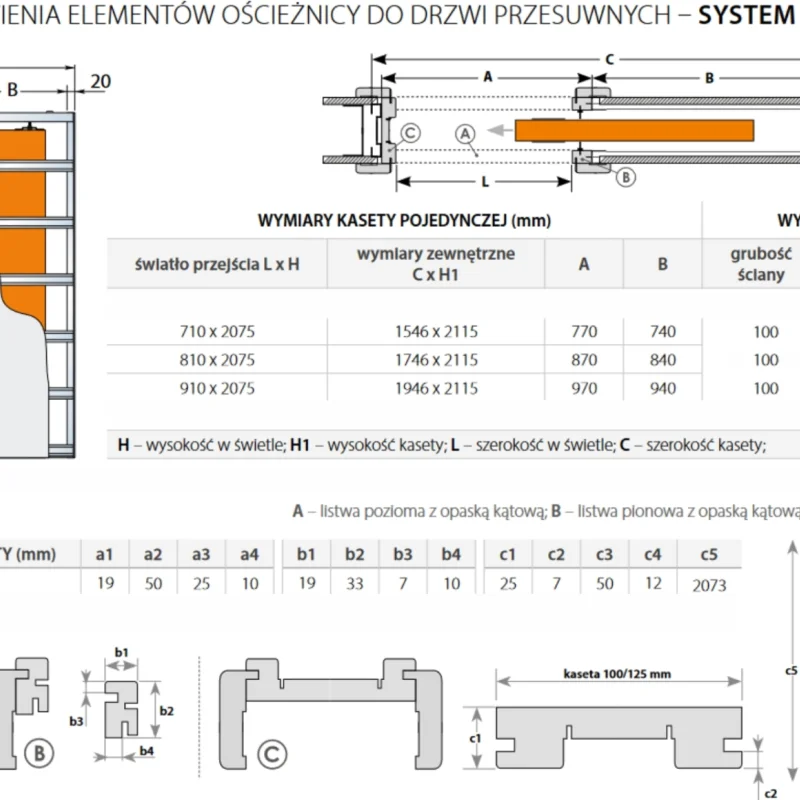 Drzwi przesuwne chowane w ścianę Norma Decor 1 90 cm Kompl