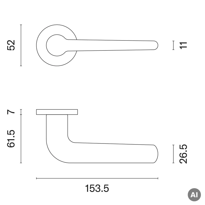 Klamka Aprile Azalia R Slim 7mm Czarna, MH0EAZALIACZ00000000