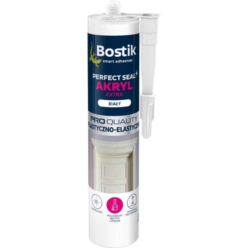 Uszczelniacz akrylowy biały do tynku, gładzi, betonu, płyt g-k, drewna Bostik 280ml, BOK637281