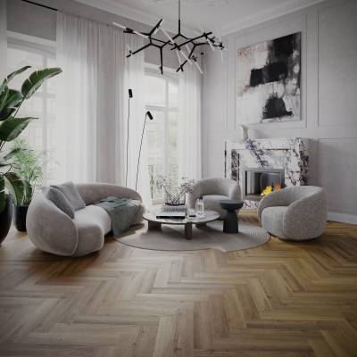 Panele winylowe LVT ze zintegrowanym podkładem Jodełka Lyon Klasa 33 6 mm, EVCC50XO-0525-4V-05TE-003