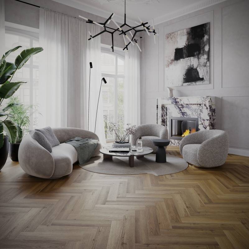 Panele winylowe LVT ze zintegrowanym podkładem Jodełka Lyon Klasa 33 6 mm, EVCC50XO-0525-4V-05TE-003