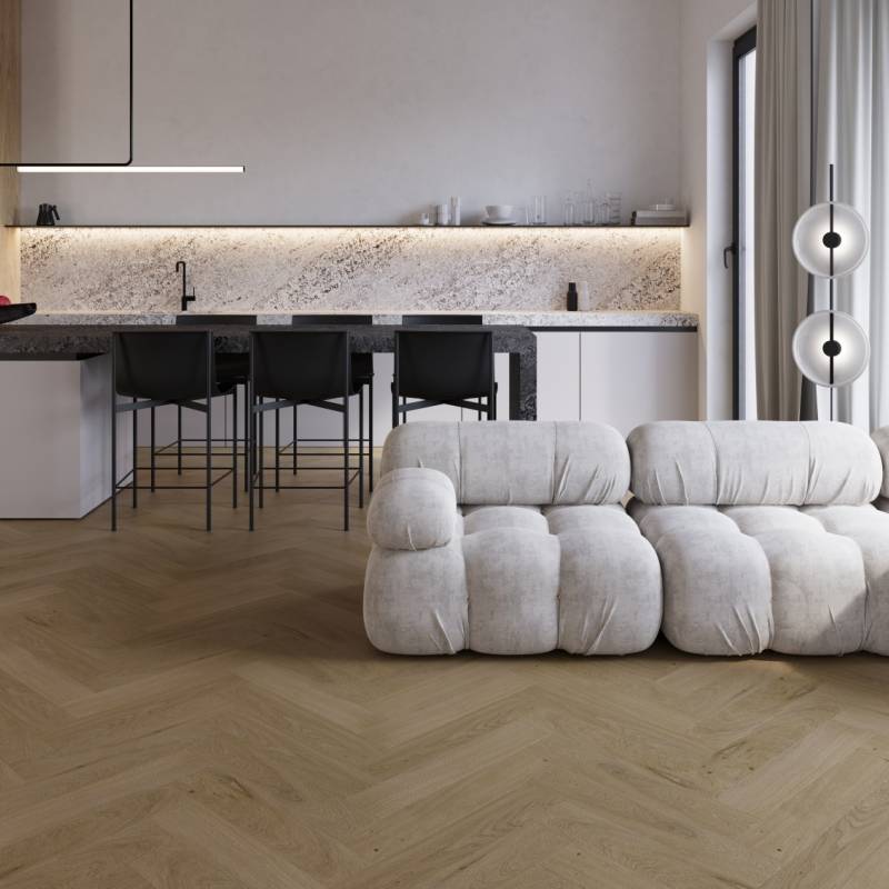 Panele winylowe LVT ze zintegrowanym podkładem Jodełka Paris Klasa 33 6 mm, EVCC50XO-0525-4V-05TE-005