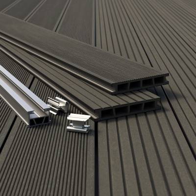 Deska tarasowa dwustronna BERGDECK B150 szczotkowana Czarny 2,4m 25 mm, BD1002