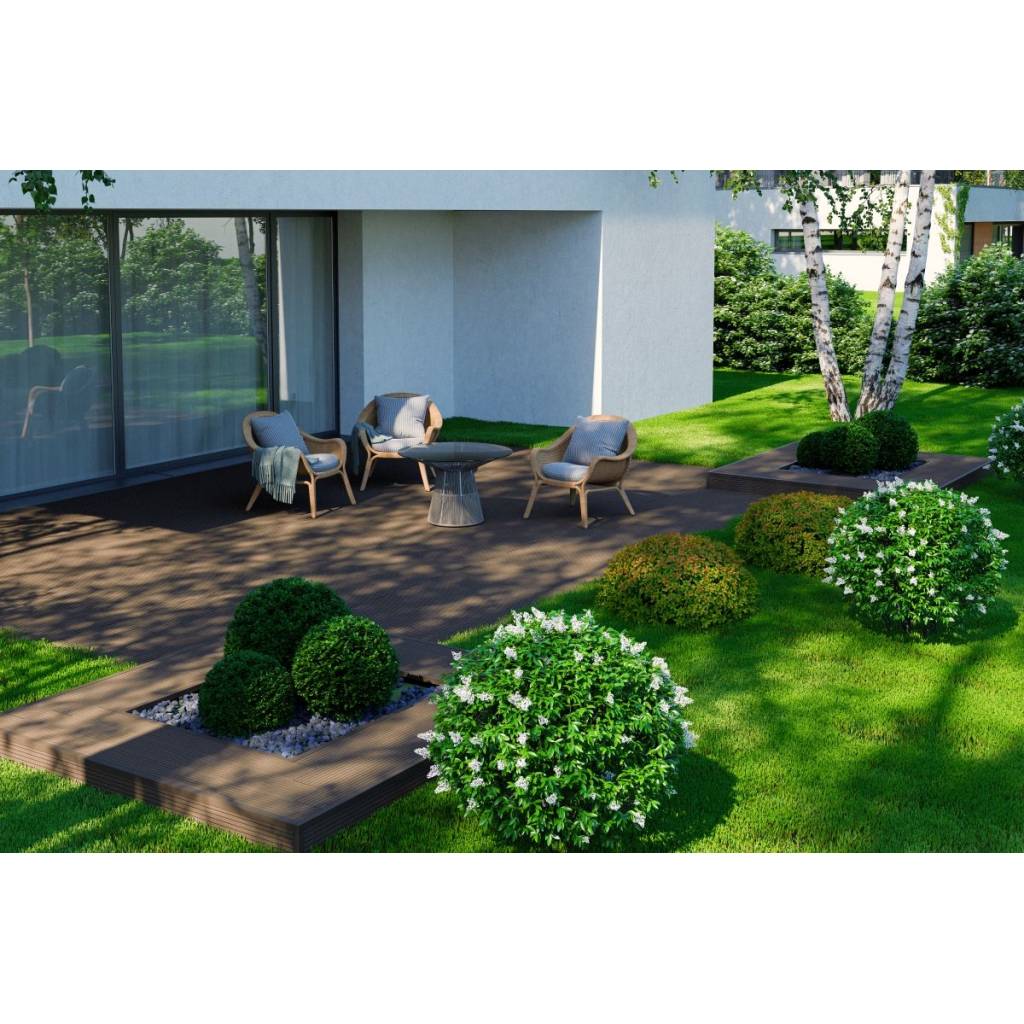 Deska balkonowa tarasowa dwustronna Eco Mini B110 szczotkowana Orzech 2m 20 mm, NT1091