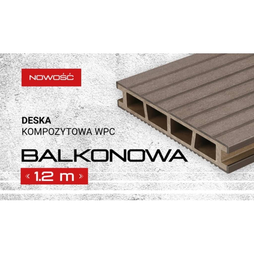 Deska balkonowa tarasowa dwustronna Eco Mini B110 szczotkowana Orzech 2m 20 mm, NT1091